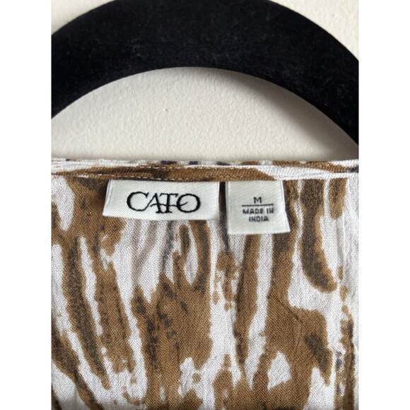 Vintage Y2k 90s Cato Beaded‎ Top Womens Medium Animal Print Summer Neutral Tan - Picture 2 of 7